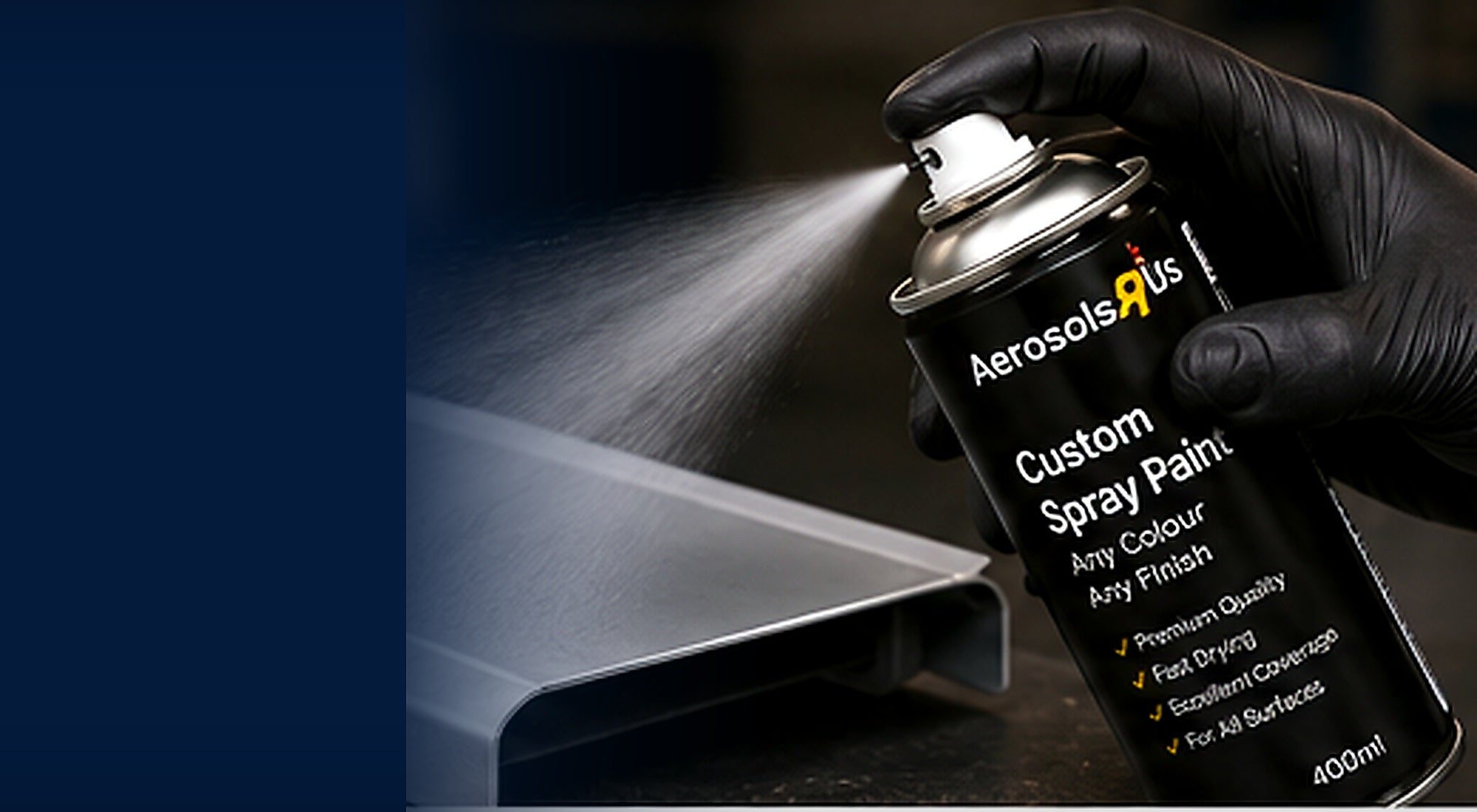 Applying aerosol spray paint with smooth overlapping passes to a prepared panel