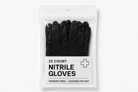 Pack of 25 Black Nitrile Gloves